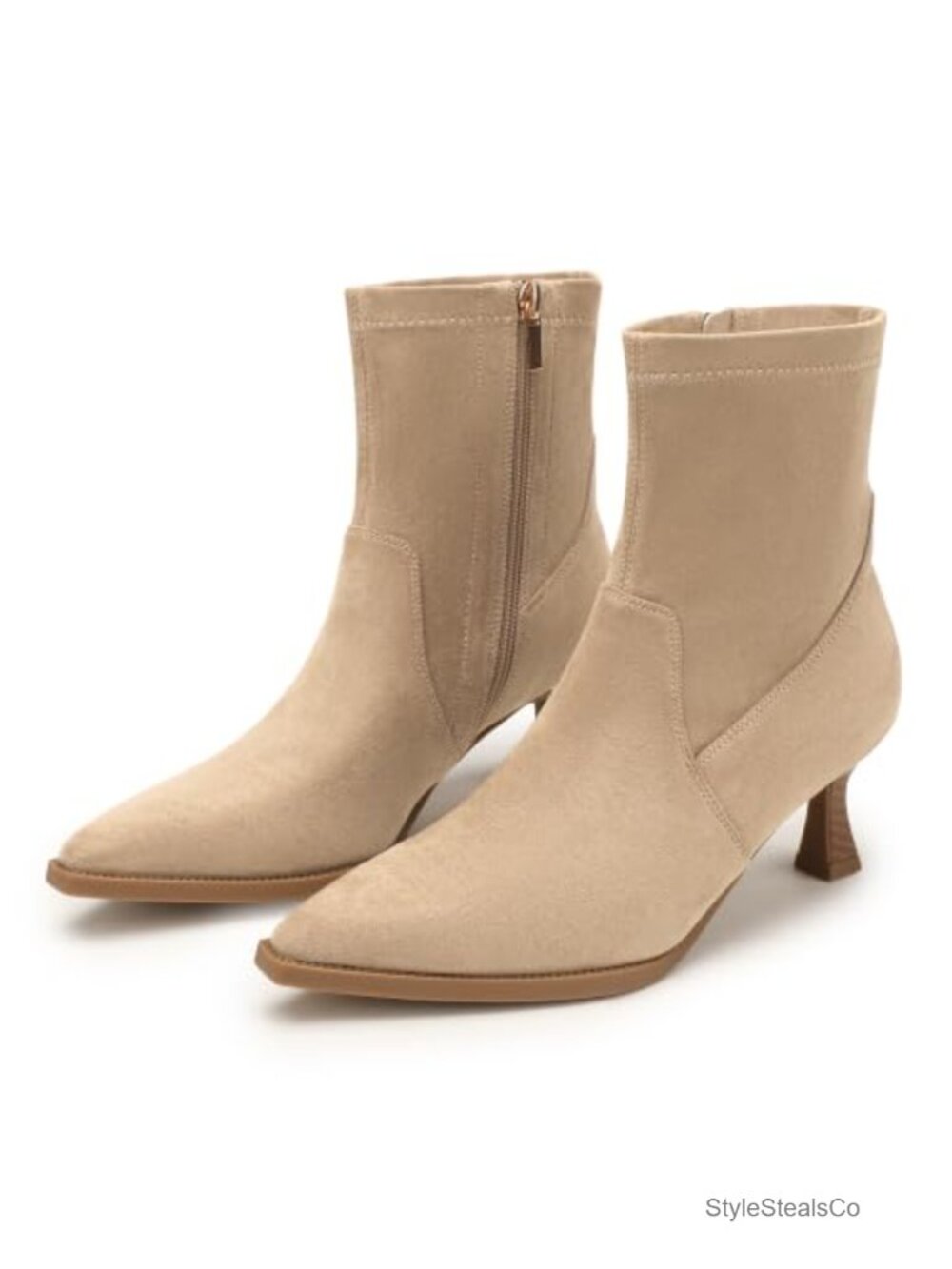 IDIFU Women's Pointed Toe Kitten Heel Ankle Booties